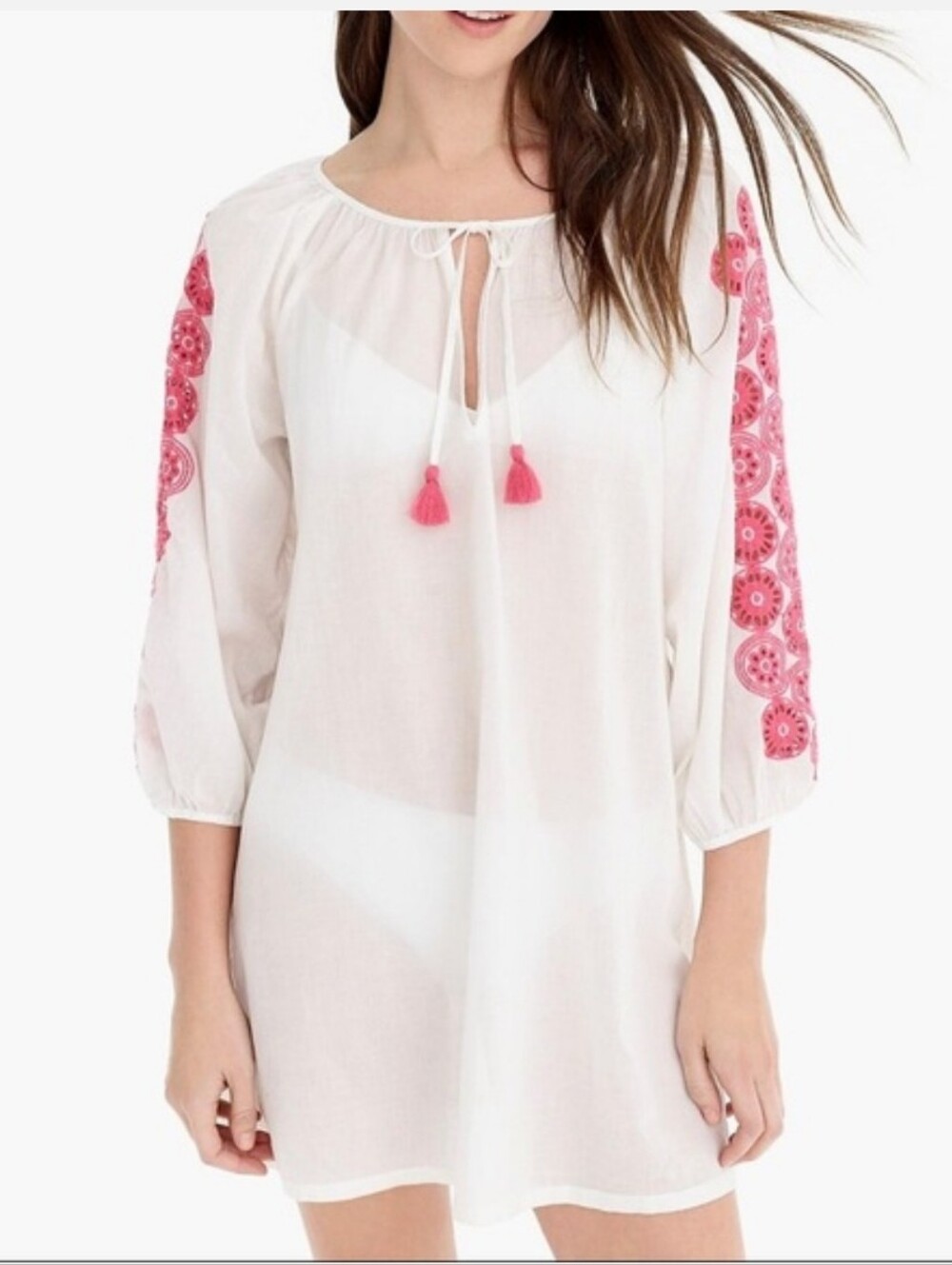 J Crew White Eyelet Tunic Beach Swim Cover Up